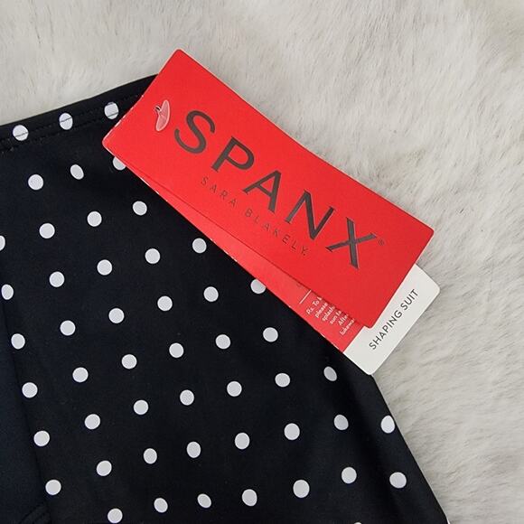 NEW Spanx Black Polka Dot Flirty Skirted Ruffle Swim Bottom - Picture 4 of 9